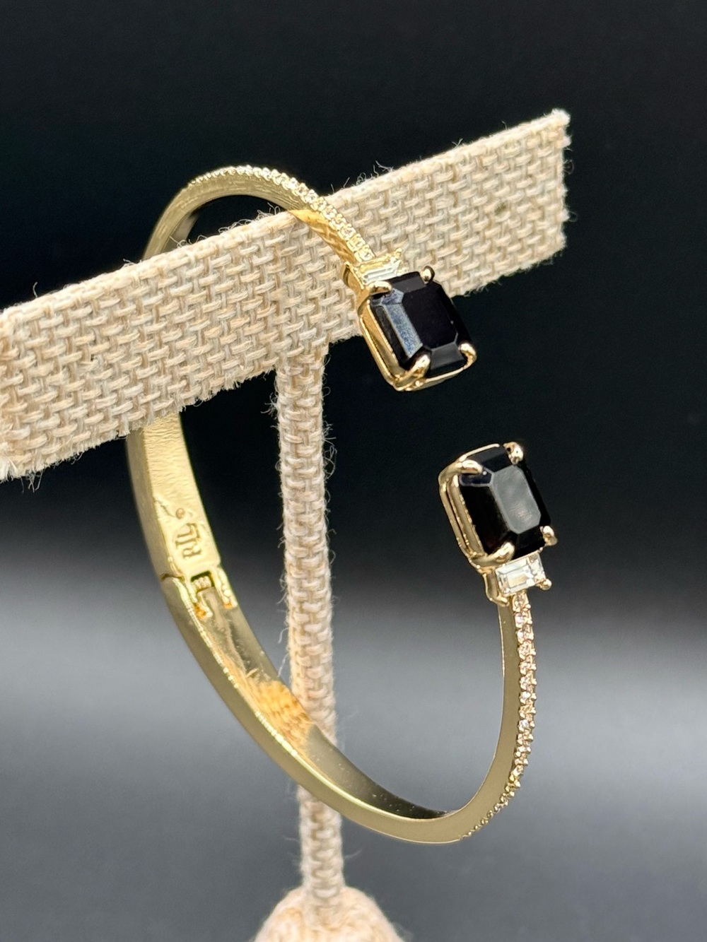 Lauren Ralph Lauren Black Crystal Stone Gold-Tone Cuff Bracelet
